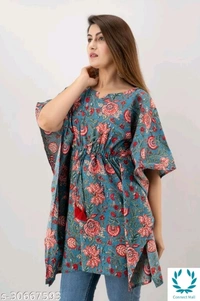 Alisha Refined Kaftan Kurtis - S (Bust Size: 36 in), Cotton, Printed, Pack of: 1
